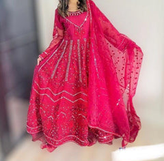 3 Colours KARMA 382 Gown suit 2 piece Heavy Pakistani embroidered wedding design edt S-L Womenswear