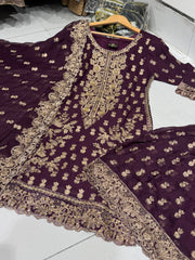 4 Colours SAHANA Shararah Kameez chiffon embroidered Pakistani design S-XI suits