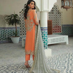 MEHWISH Orange pakistani salwar kameez design embroidered Pakistani suit S-XL