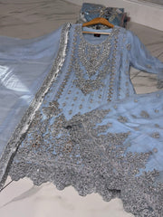 4 Colours BEKHUD Plazzo Kameez chiffon embroidered Pakistani design S-XI suits