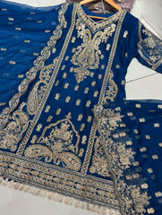 3 Colours SUNDAS Shararah Kameez 3 piece Pakistani embroidered stonework S-XL