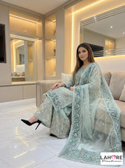 Wedding Edition 26 SAJNI 3440 - Mint - 2026 Wedding edition Heavy chiffon embroidered Pakistani designer Palazzo suit S-XI suits