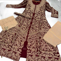 EMAAN Chiffon Long dress waist belt suit 3 piece Pakistani design fancy duppatta wedding edt S-XL Womenswear