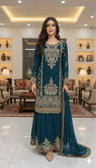 4 Colours HAWA EID 26 Gharara Kameez chiffon embroidered Pakistani design S-XI suits