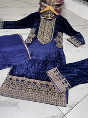 7 Colours ZIVA Pocket Winter Korean velvet design salwar kameez 3 piece Pakistani dupatta S-XL
Womenswear