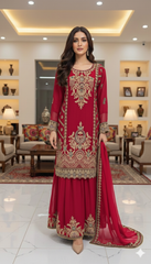 4 Colours HAWA EID 26 Gharara Kameez chiffon embroidered Pakistani design S-XI suits