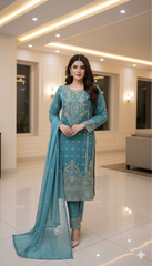 4 Colours HAJAR salwar Kameez chiffon embroidered Pakistani design S-XI suits