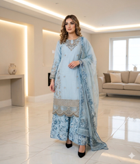 ELNAZ Eid 26 new trending Sharara trousers embroidered kameez eid release on linen Pakistani Indian fashion