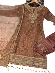 KIRAN Salwar Kameez suit 3 piece Pakistani embroidered work embellished fancy dupatta S-L