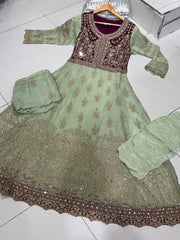Pakistani designer long dress suit coming In 4 lovely colours