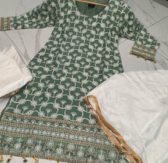 4 Colours SONAM Sharara kameez suit 3 piece Pakistani Chiffon embroidered Dupatta S-XL