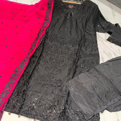 SERENE Chiffon Salwar kameez suit 3 piece Pakistani design fancy contrasting duppatta wedding edt S-XL Womenswear