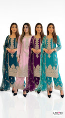 4 Colours EID 26 KYRA Plazzo Kameez chiffon embroidered Pakistani design S-XI suits