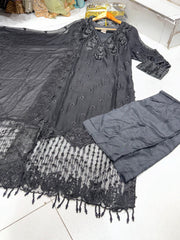 3 Colours HUDA salwar kameez dress 3 piece Pakistani chiffon embroidered wedding edt S-XL