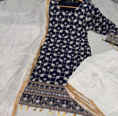 4 Colours SONAM Sharara kameez suit 3 piece Pakistani Chiffon embroidered Dupatta S-XL