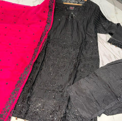 SERENE Chiffon Salwar kameez suit 3 piece Pakistani design fancy contrasting duppatta wedding edt S-XL Womenswear