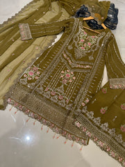 4 Colours Eid Khushiyan Plazzo Kameez chiffon embroidered Pakistani stonework embellished design S-XI suits Womenswear Elegant