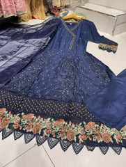 4 Colours IVAA long dress 3 piece Pakistani dress embroidered stonework S-XL