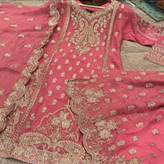 3 Colours SUNDAS Shararah Kameez 3 piece Pakistani embroidered stonework S-XL