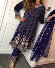 4 Colours ELIANA Fancy Frock suit 3 piece Pakistani embroidered wedding edt S-L Womenswear