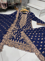 4 Colours SAHANA Shararah Kameez chiffon embroidered Pakistani design S-XI suits