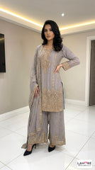 8AAT RANG Pakistani Palazzo Kameez chiffon embroidered Pakistani design S-XI suits