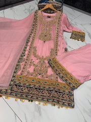 MEHNDI RASME - 4 Colours Pakistani fancy
Plazzo Kameez chiffon suit s-xl