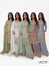 5 Colours NEGIN Plazzo Kameez chiffon embroidered Pakistani design S-XI suits (Copy)