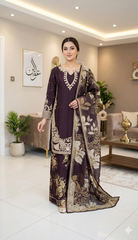 2 Colours LAYLA EID 26’ Floral Silk Plazzo Kameez embroidered Pakistani design S-XI suits