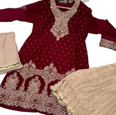 3 Colours OREENA Shararah Kameez chiffon embroidered Pakistani design S-L suits