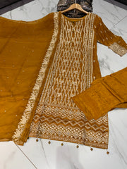 MINA Pakistani Mehndi style suit 3 piece Pakistani embroidered chiffon design S-XI