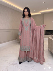 4 Colours EID 26 SHIRIN Plazzo Kameez chiffon embroidered Pakistani design S-XI suits (Copy)