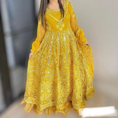 3 Colours KARMA 382 Gown suit 2 piece Heavy Pakistani embroidered wedding design edt S-L Womenswear