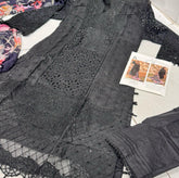 Fancy salwar Kameez lawn with schiffli || embroidered cut work in black and white
