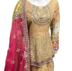 RANGEEN HEAVY Skirt & top Fancy Mehndi & wedding edt embroidered Pakistani design S-XI