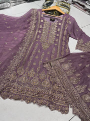 4 Colours SIYAARA Shararah Kameez chiffon embroidered Pakistani design S-XI suits