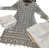 4 Colours SONAM Sharara kameez suit 3 piece Pakistani Chiffon embroidered Dupatta S-XL