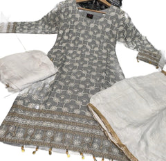 4 Colours SONAM Sharara kameez suit 3 piece Pakistani Chiffon embroidered Dupatta S-XL