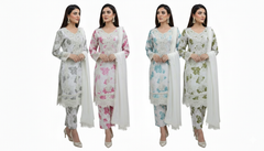 4 Colours EID 26 SIHAM FLORAL Plazzo Kameez chiffon embroidered Pakistani design S-XI suits