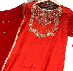 HEER Orange Mehndi Kameez embroidered Pakistani design S-XI trouser suit Womenswear