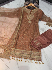 KIRAN Salwar Kameez suit 3 piece Pakistani embroidered work embellished fancy dupatta S-L