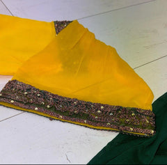 MEHNDI MAYOO 3 Plazzo Kameez chiffon embroidered stone work Pakistani design S-L suits