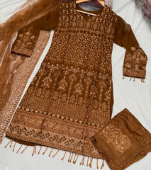 ISLA Chiffon Salwar kameez suit 3 piece Pakistani design fancy duppatta wedding edt S-XL