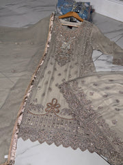 4 COLOURS ARIA SHARARA KAMEEZ CHIFFON SUIT PAKISTANI DRESS READYMADE