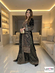 Wedding Edition 26 SAJNI 3325 - Black - 2026 Wedding edition Heavy chiffon embroidered Pakistani designer Palazzo kameez suit S-XI suits