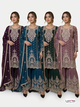 4 Colours TARA EID 26 Gharara Kameez chiffon embroidered Pakistani design S-XI suits