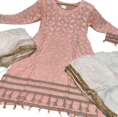 4 Colours SONAM Sharara kameez suit 3 piece Pakistani Chiffon embroidered Dupatta S-XL