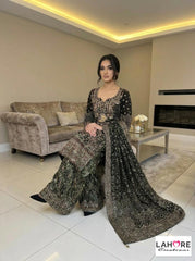 Wedding Edition 26 SAJNI 3325 - Black - 2026 Wedding edition Heavy chiffon embroidered Pakistani designer Palazzo kameez suit S-XI suits