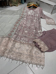 3 Colours LAILA salwar kameez dress 3 piece Pakistani chiffon embroidered wedding edt S-XL