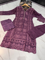 5 Colours LUBSA Embroidered Pakistani salwar kameez design with fancy neckline S-XL